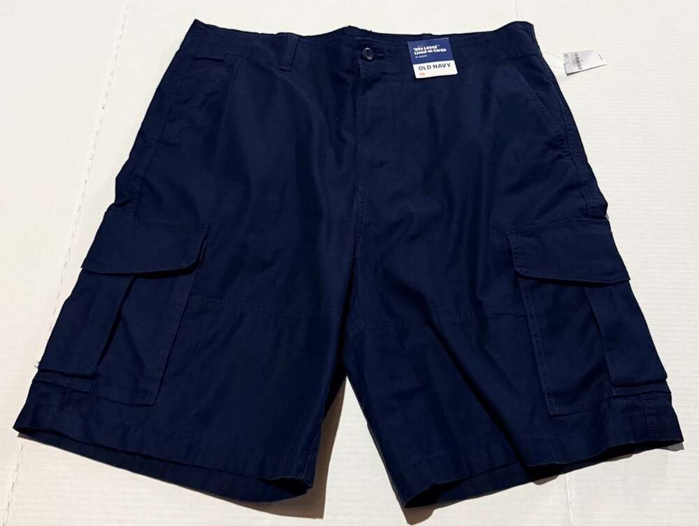 Old Navy '90s Loose Lived-In Cargo Shorts Size 38 Navy Blue New